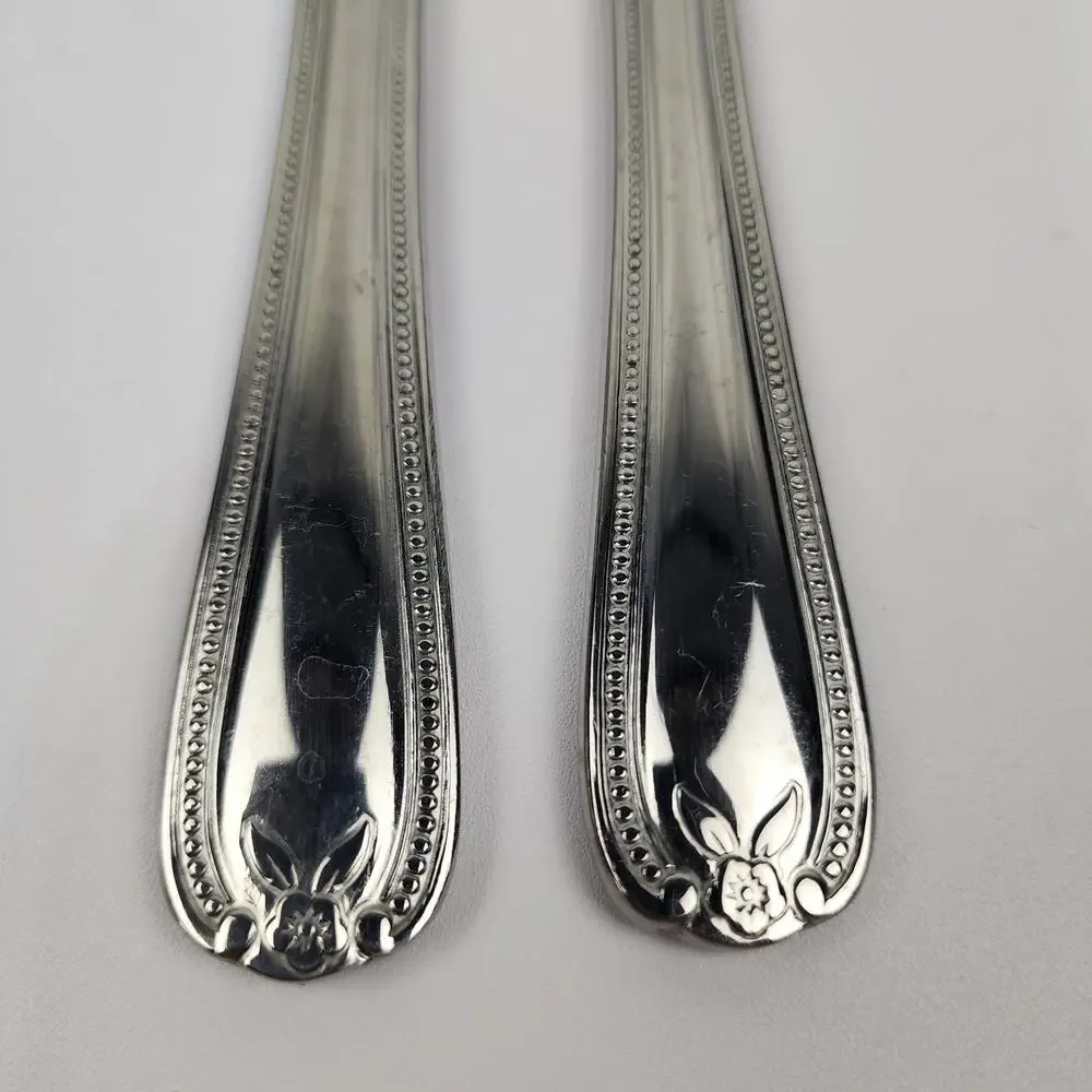2 Temp-Tations 18/10 by Tara Old World Bead Stainless Steak Knives